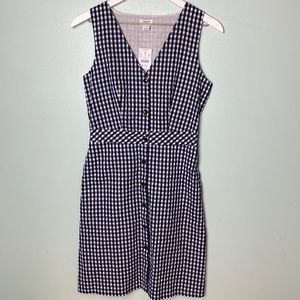 NWT J Crew Sleeveless Navy & White Gingham Dress  Size 0